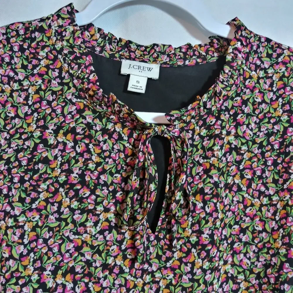 J. Crew Ditsy Floral Puff Sleeve Lightweight Blouse Size Small